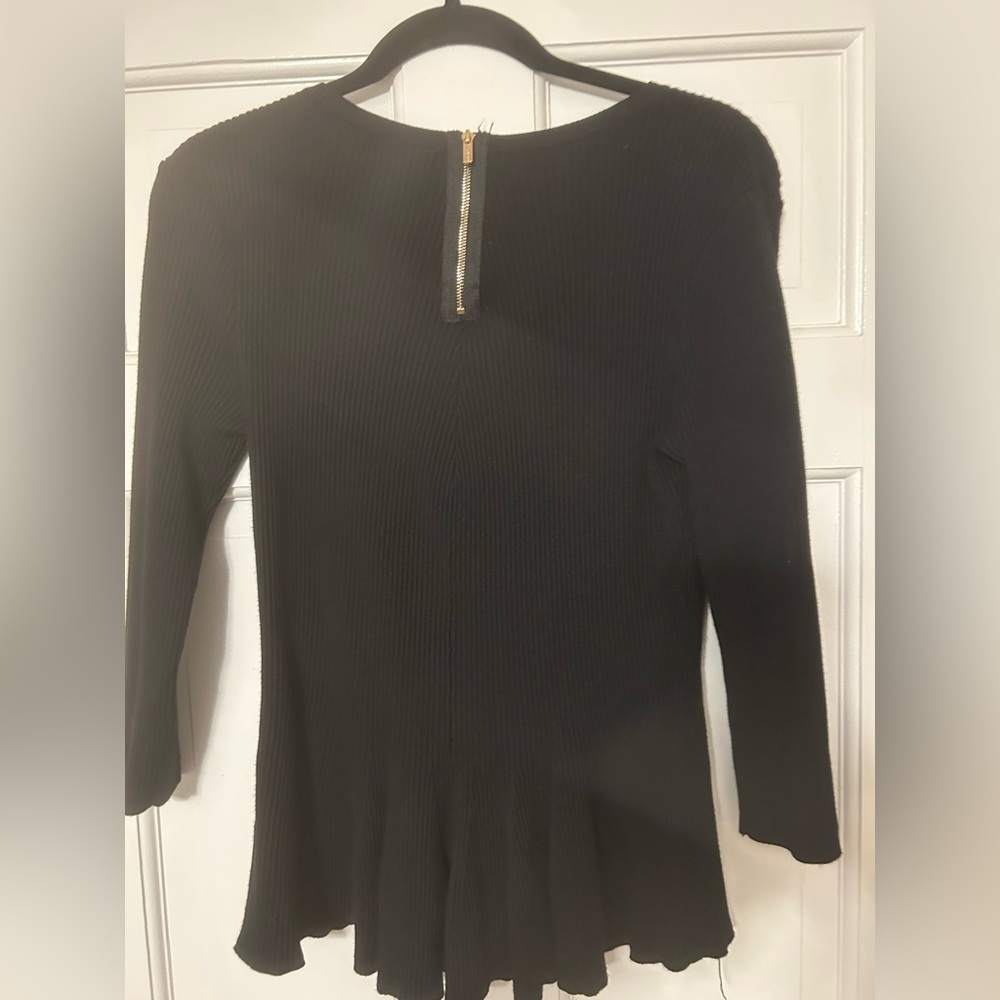 Tahari Black Ribbed Top - Picture 3 of 5